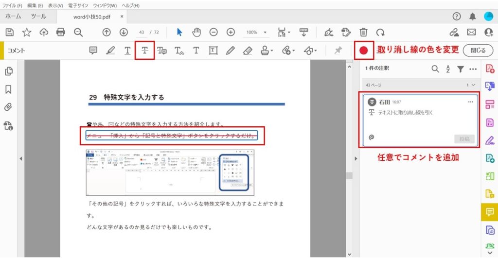 PDF校正_取り消し線